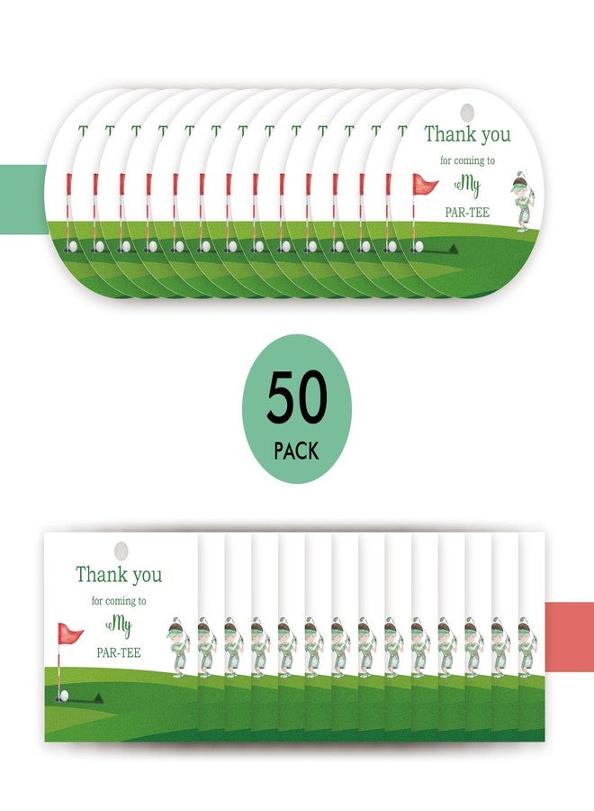 FORSHEEP 50pcs Golf Thank You Tags, Golf Sport Gift Tag with String for Birthday Party, Round Thank You Paper Tags for Birthday/Gender Reveal Party Favors - Image 3